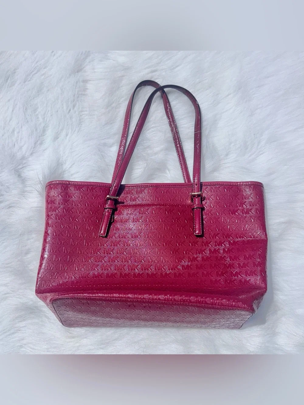 Michael Kors Jet Set Charm Large Tote Bag - Mulberry Debossed Patent Leather - Picture 2 of 6